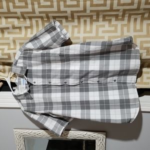 Columbia Men's cotton XXL short sleeve grey and white plaid button up